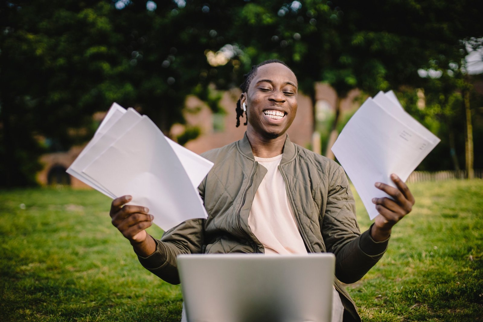 Student with papers